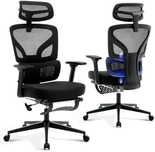 Ergonomic Office Chair Mesh – Adjustable Lumbar 3D Armrests High-Back Desk