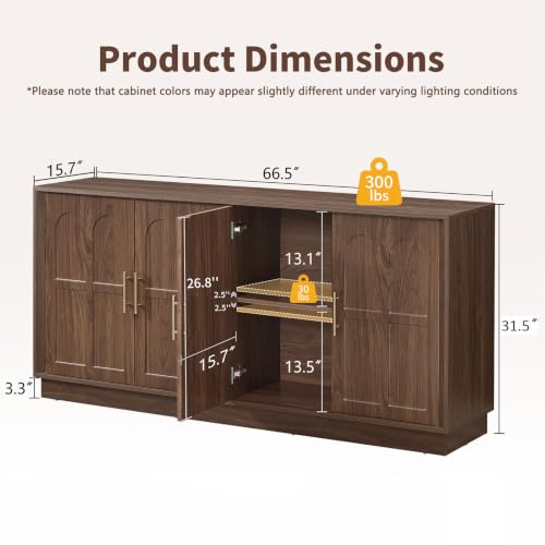 66.5" Sideboard Buffet Cabinet with Storage, Modern Credenza