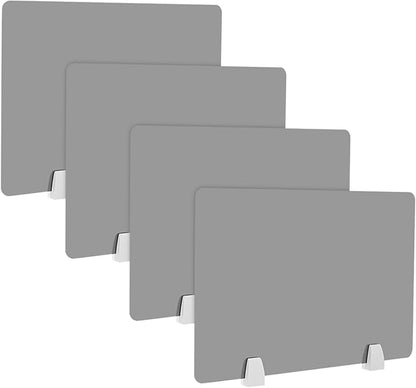 4 Pcs Desk Divider Privacy Panel, 23.6”L X15.8”W Frosted Acrylic Desk Privacy Panels with 8 Clamps for Offices Schools Call Centers (Grey)