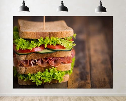 Trykid 9x6ft Fresh Vegetable Sandwich Backdrop Healthy Food Photography Background Kitchen Themed Party Decoration Tapestry Photo Booth Prop Fabric - size: 9x6ft