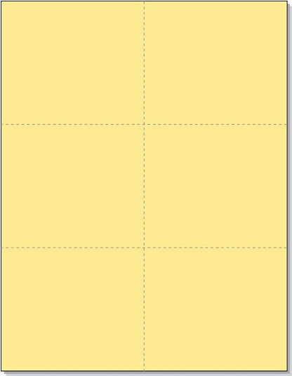 Limited Papers (TM) 8.5x11 Perforated Paper, 20/50 Pound, 75 GSM, Variety of Perforation Sizes and Colors, for Forms, Tickets, Postcards, Business Cards. (Buff, 6 up)