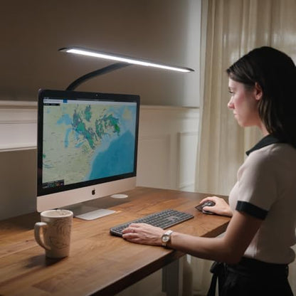 UPLIFT DESK Sliding Flex Clamp Lamp – LED Office Desk Lamp with Clamp with 6 Brightness Levels and 4 Color Temperatures, Great Work from Home and Office Accessories (Black)