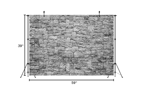 BELECO 5x3ft Fabric Dark Brick Stone Wall Backdrop Gray Rock Stones Texture Old Wall Background Medieval Castle Wall Party Decorations Banner Knight Party Supplies Photoshoot Props - size: 5x3ft