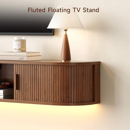 63" Floating TV Stand, Wall Mounted Entertainment Center Walnut