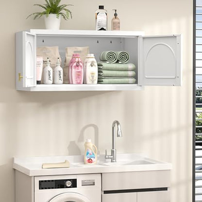 32" Black Stackable Metal Storage Cabinet with Arched Doors