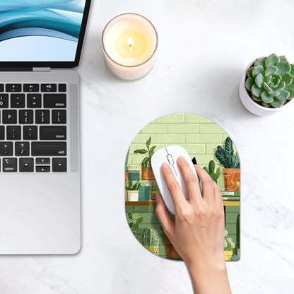 Contoured Oval Mouse Pad 6x8in Non-Slip for Laptop,Cute Cat