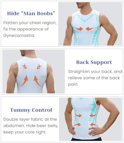 Compression Shirt Men Slimming Body Shaper Vest Crewneck Workout Tank Top