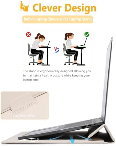 HYZUO 13.3-14 Inch Laptop Case Sleeve with Stand Feature, Beige
