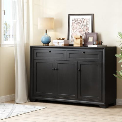 48 Inches Sideboard Buffet Cabinet with Storage, Black
