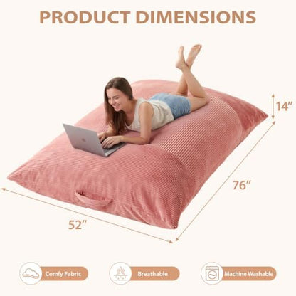 HUGHEAVEN Giant 3-in-1 Bean Bag Chair (76"x55") Oversized Floor Sofa Couch
