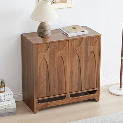 63" W Walnut Sideboard Buffet Cabinet with Storage Set of 2