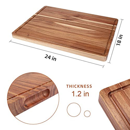 Extra Large Acacia Wood Cutting Boards for Kitchen, 24 x 18 Inch