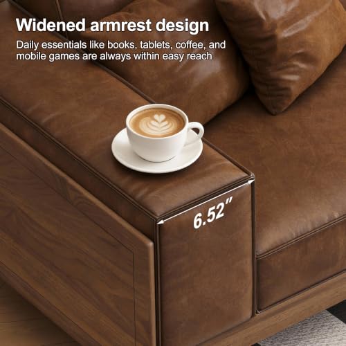 110.24" Faux Leather Sofa, 4 Seater Deep Seat Couch