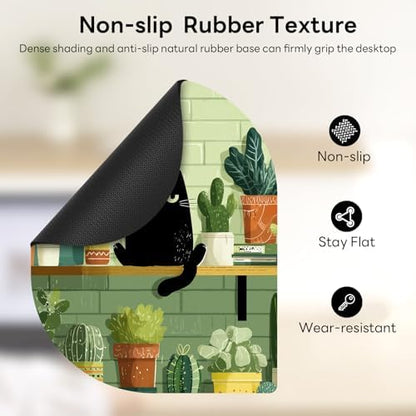 Contoured Oval Mouse Pad 6x8in Non-Slip for Laptop,Cute Cat