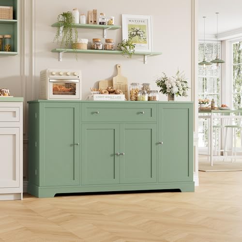 54" W Kitchen Buffet Cabinet with Storage, Coffee Bar Cabinet, Green