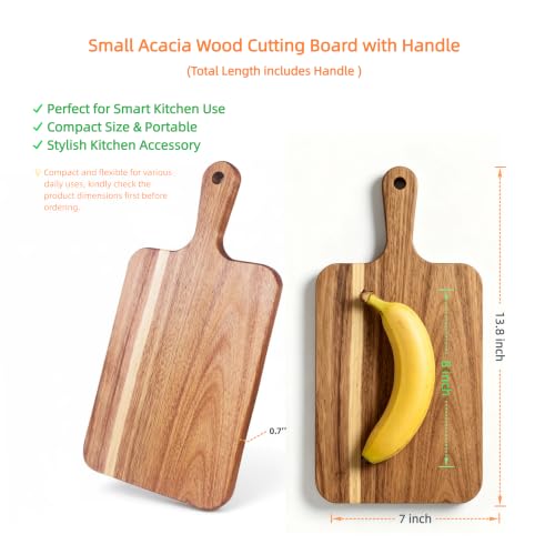 Small Acacia Cutting Board with Handle Charcuterie Cheese Serving Tray