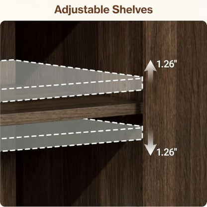 92" Large Fluted Sideboard Buffet Cabinet, Walnut.