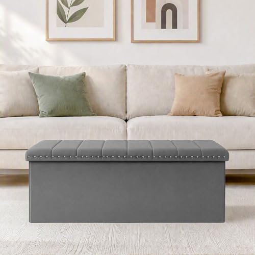 43 Inches Velvet Storage Ottoman Bench