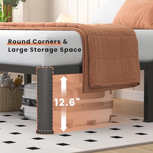 14 Inch Full Heavy Duty 3500lbs Bed Frame with Round-Corner