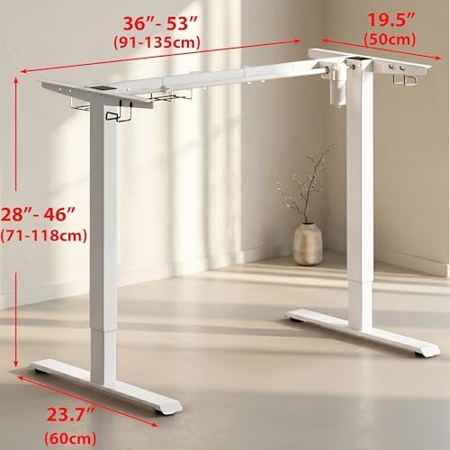SHW Electric Height Adjustable Standing Desk Frame for 40"~72" Table Tops