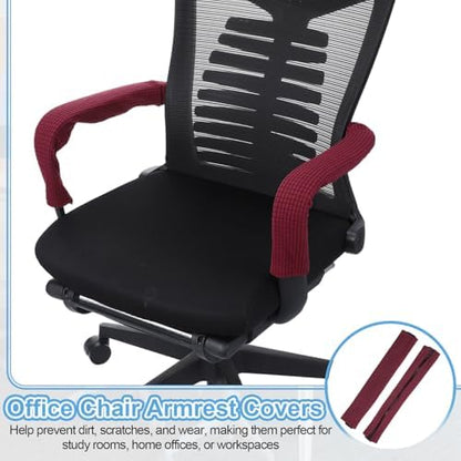 PATIKIL 18x4.3 in Office Chair Armrest Covers, 1 Pair Office Chair Arm Covers Long Computer Chairs Arm Rest Cover with Zipper Removable Rest Slipcover Hand Rest Protector, Burgundy