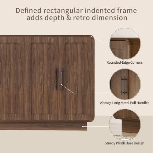 65.7" Sideboard Cabinet, 6-Door Storage Credenza,Walnut