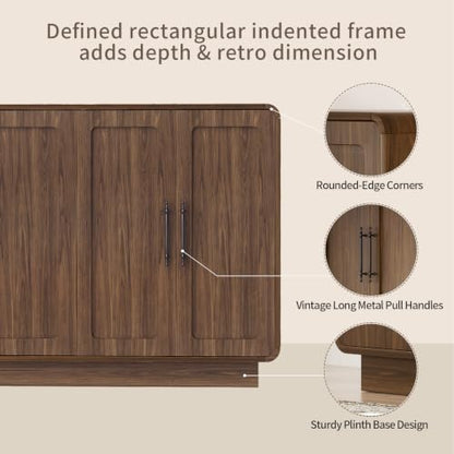 65.7" Sideboard Cabinet, 6-Door Storage Credenza,Walnut