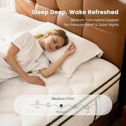 Queen Mattress, 12-Inch Hybrid Memory Foam Mattress, Medium Firm