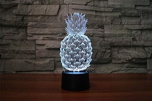 Pineapple 3D Illusion Night Light Touch Table Desk Lamp with Remote Control 16 Colors Optical USB LED for Kids Gift Room Decoration