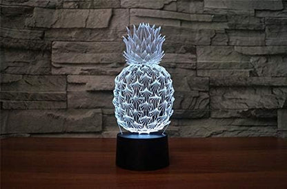 Pineapple 3D Illusion Night Light Touch Table Desk Lamp with Remote Control 16 Colors Optical USB LED for Kids Gift Room Decoration