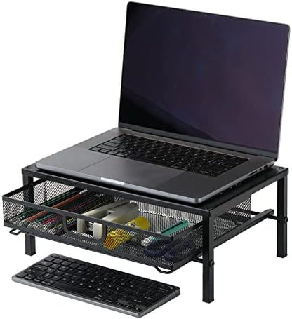 Metal Computer Stand for Desk,Monitor Riser with Drawer ,Desktop Stand for Laptop,Printer and Monitor,Black