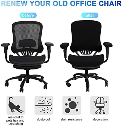 Tallew 4 Pcs Office Chair Covers Stretchable Armrest Seat,XL,Black