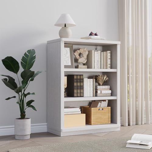 3 -Tier Bookcase, 42" Tall Book Shelf(White)