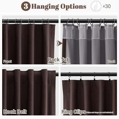 Guken Coffee Linen 100% Blackout Curtains for Bedroom 96 Inches Long Elegant Textured Black Out Light Blocking Thermal Insulated Soundproof Back Tab Hook Belt Living Room Backdrop 2 Panels Set 52x96 - color: Coffee, size: 52"W x 96"L (Pack of 2)