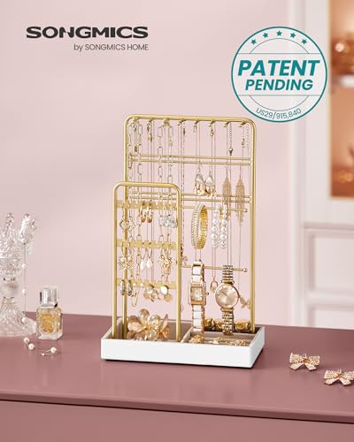 Jewelry Holder, Display Stand, Metal Frame, Velvet Tray