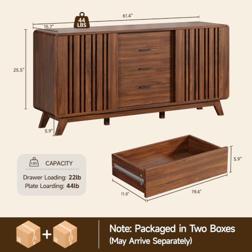 Sideboard Buffet Cabinet with Storage, Fluted Kitchen Cabinet