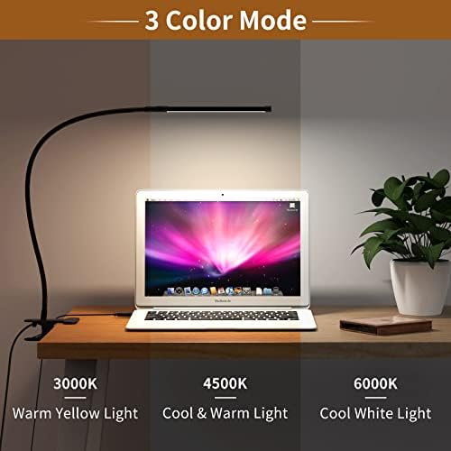 iZELL Book Light, LED Reading Light Clip On [3 Color Modes & 10 Brightness Levels] Flexible Gooseneck Book Lamp for Kids Reading in Bed at Night, Clip to Bedside Table, Headboard or Dorm