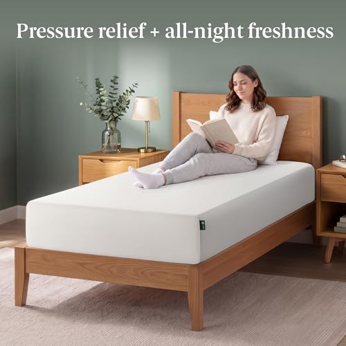 12 Inch Twin XL Green Tea Memory Foam Mattress, Medium Firm Feel