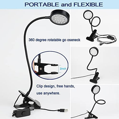 UV LED Black Light Clamp Light with USB, Upgraded 5W 395nm Portable Gooseneck Lamp with Clip for Gel Nail, Pet Urine Detection, UV Glue Curing, Blacklight Posters, Fluorescent Paint, Resin Art