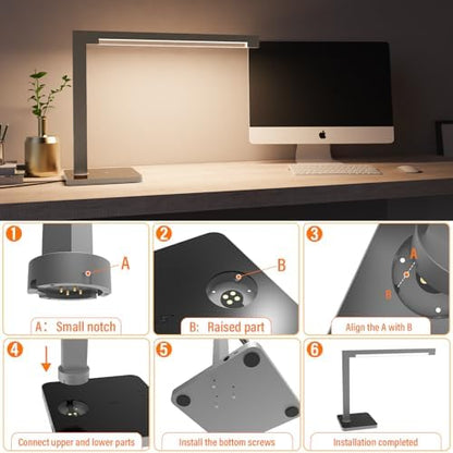 Aluminum LED Desk Lamp with Charging Station, 15W Table Lamp Work