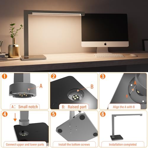 2-Pack Aluminum Desk Lamp with Charging Station,15W Table Lamp