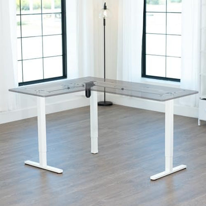 VIVO White Electric Corner 3 Leg Standing Desk Frame, DESK-E347W
