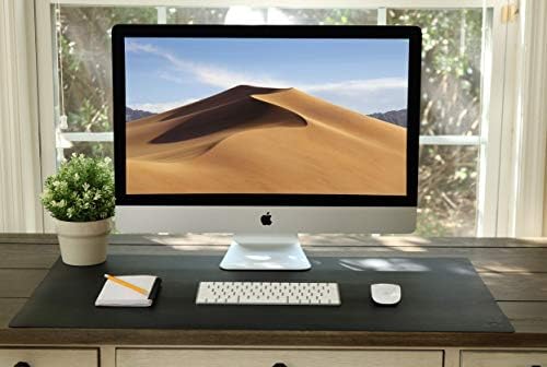 Leather Desk Pad 36" x 20", Vine Creations Office Desk Mat Waterproof Black - Premium Quality - Smooth Mouse Writing Surface - Maximum Protection Dual-Sided Pu Leather Blotter for Desk Office/Home