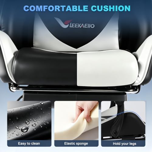 Small Gaming Chair, Home Office Desk Seat with Lumbar Support & Footrest