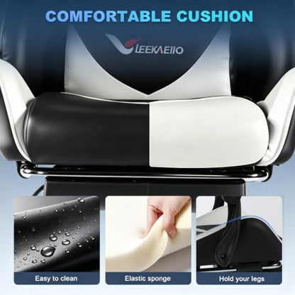 Small Gaming Chair, Home Office Desk Seat with Lumbar Support & Footrest
