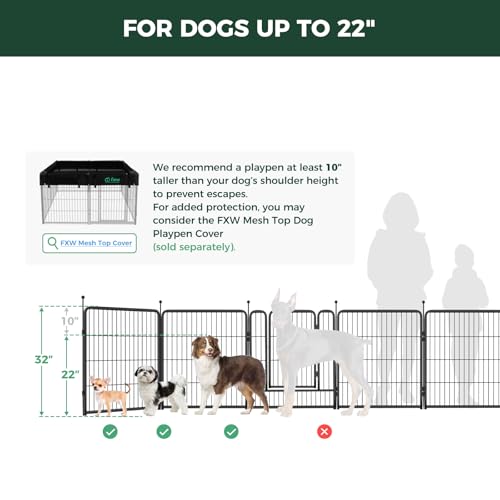 Rollick Dog Playpen, Indoor, Yard & RV Camping, 32" H, 16 Panels
