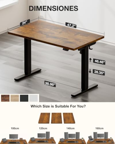 48x24 Electric Standing Desk with Cable Net, Rustic Brown