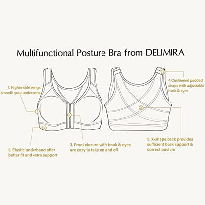 DELIMIRA Women's Front Closure Posture Support Bras