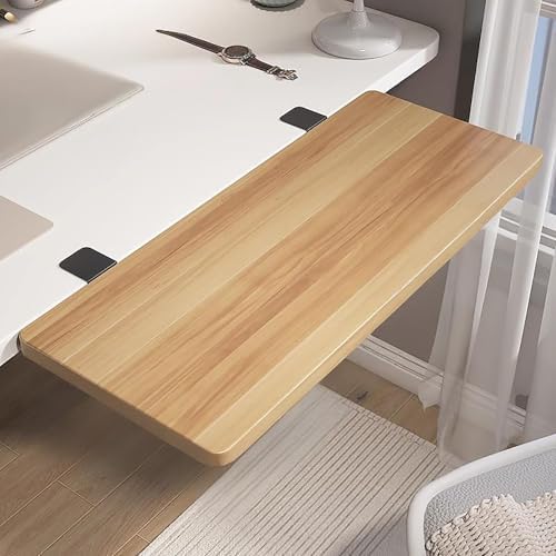 Wood Foldable Desk Extender Tray,Large Size Clamp-on Keyboard Tray,Table Mount Shelf Armrest Support for Home Office Dorm Floating Table(80x20cm(31x8inch), Wood B)