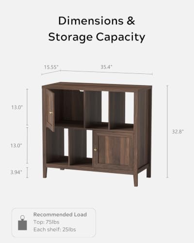 Record Player Stands Set of 2, Modern Vinyl Media Cabinet, Brown